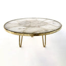 Base para pastel, centro de mesa, expositor o bandeja de ágata de cristal blanco (redonda, 10 pulgadas)