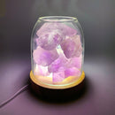 AURORA 2 Luz de Cristal | Difusión de Aceite Esencial | Cuarzo Natural 500g | Amatista / Calcita Verde