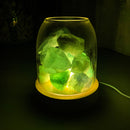 AURORA 2 Luz de Cristal | Difusión de Aceite Esencial | Cuarzo Natural 500g | Amatista / Calcita Verde