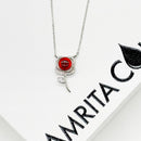 Collar Aromático de Plata de Ley Jardín de Rosas - Carmesí | Energía y Curación | Difunde sobre la Marcha