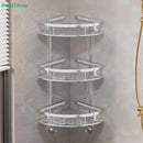 Estante esquinero de acero inoxidable 2 niveles | Organizador adhesivo para baño