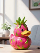 Estatua pato pitaya rosa-verde | Decoración fantástica para hogar o jardín