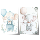 Lindo Póster para Habitación Infantil con Elefante · Elefante Acuarela con Globo · Decoración de Pared para Habitación de Bebé · Ilustración Animal en Pastel · Impresión sin Marco